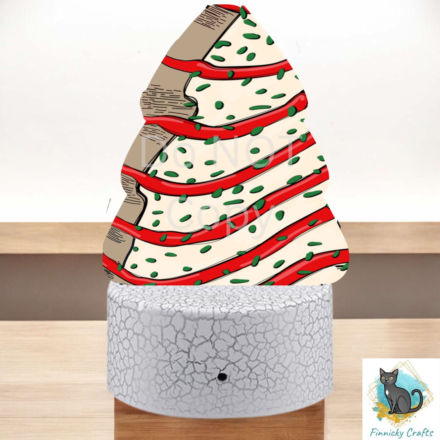 Snack Cake, Chubby Christmas Tree Light Base Acrylic, Sign, Sublimation, Digital, PNG, Design, Acrylic, Nightlight