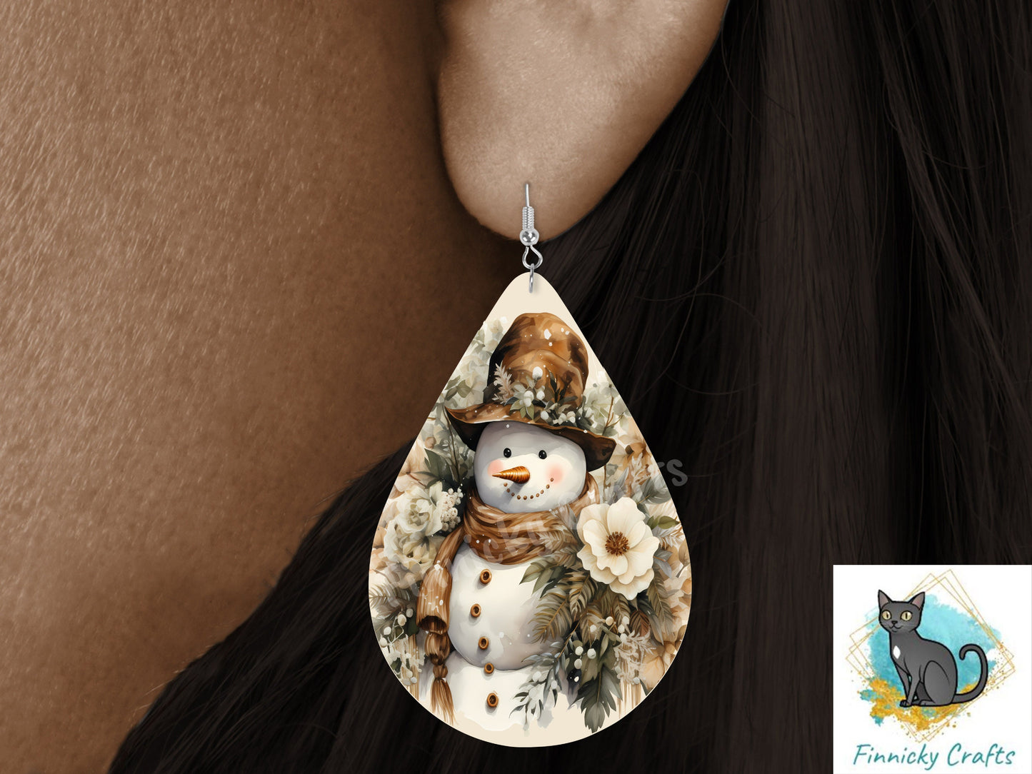 Brown Snowman Teardrop Bundle, Sublimation, Digital, PNG Design, Download for Earrings