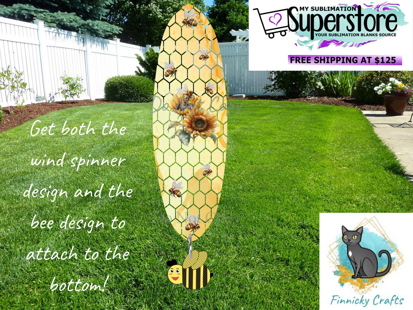Bee and Beehive Long Oval Wind Spinner Design png Bundle