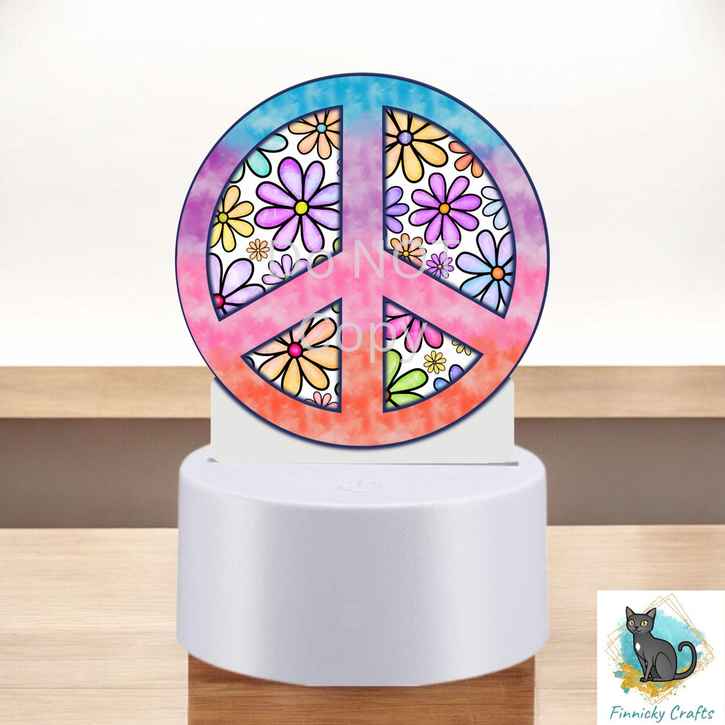 Multicolor Peace Symbol png - Sublimation Designs - Round Acrylic - Light Base - Home Decor - Night Light