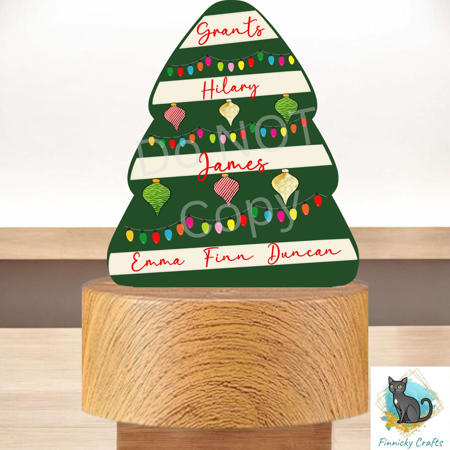 Personalizable Chubby Christmas Tree - light base, night light - Christmas Ornament Digital File, Acrylic, DTF