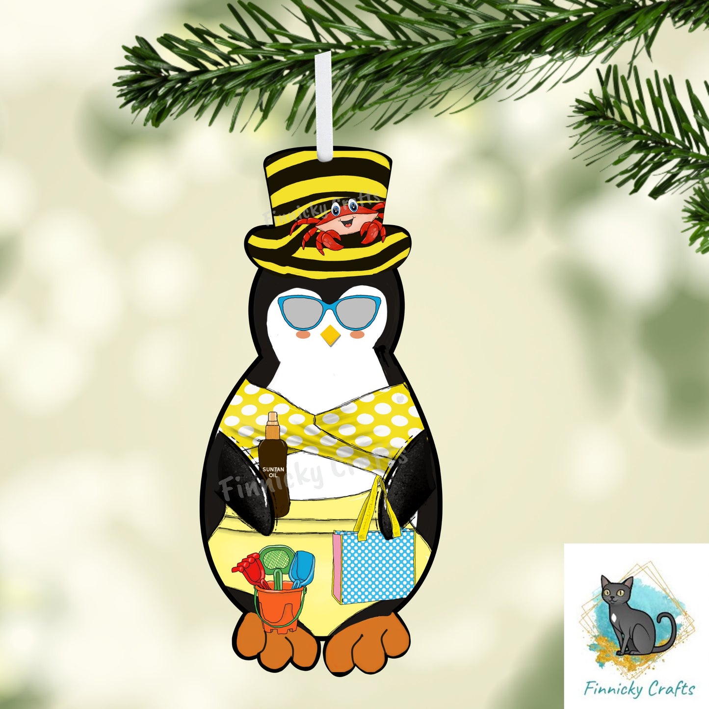 Beach Penguin Ornament, Nightlight, Decoration, summer, Christmas, gift, Sublimation, Digital, PNG, Design, Download, MDF, Acrylic
