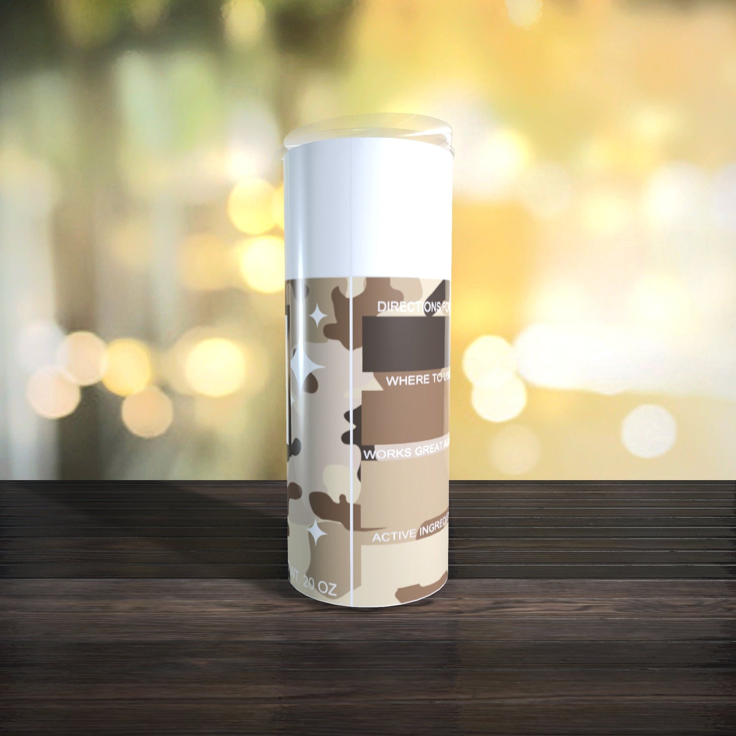 Customizable Spray Can Tumbler Template - Be Gone Template - Brown Camo - Digital Design - Sublimation Tumbler