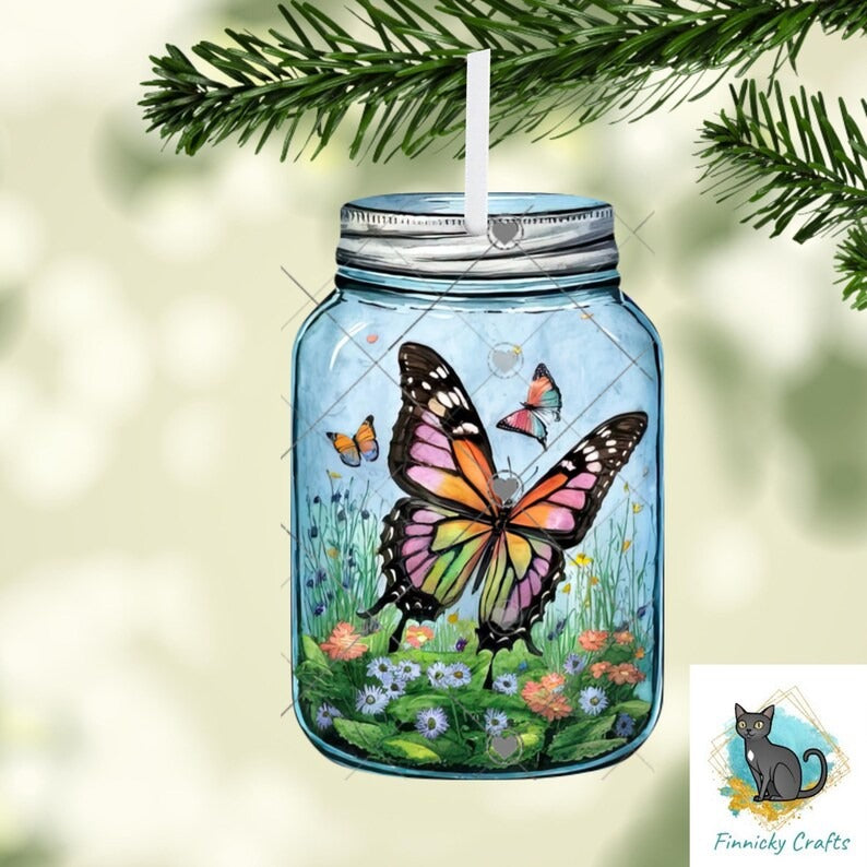 Butterfly Mason Jar Sublimation Digital Design Bundle - MDF, Acrylic, Glitter Acrylic - Earrings, Sign, Nightlight, Vent Clip, Beach Bag