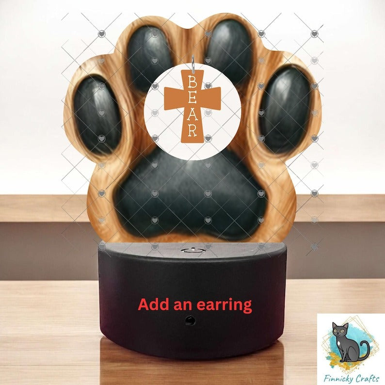 Paws for dogs-cats, Customizable (Add words, names), Light Base, Digital, Decor, suncatcher, night light