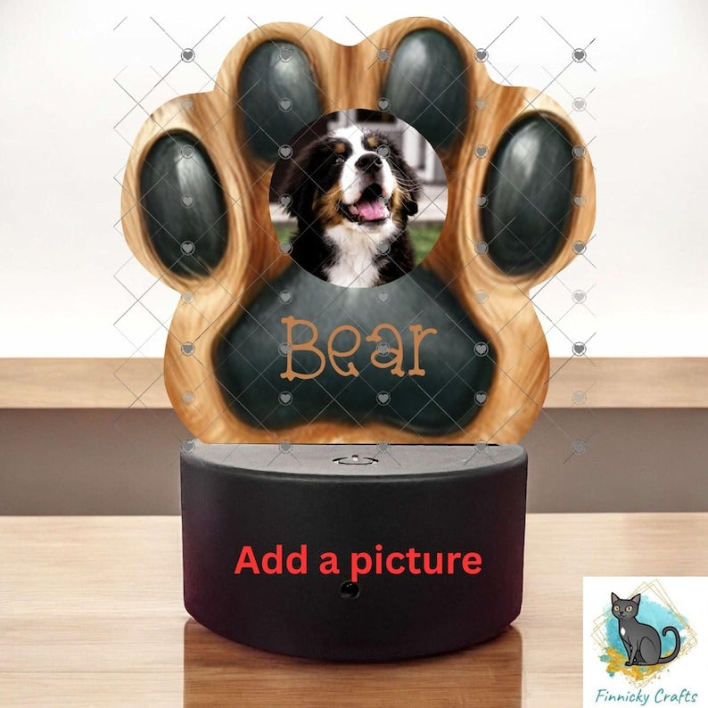 Paws for dogs-cats, Customizable (Add words, names), Light Base, Digital, Decor, suncatcher, night light