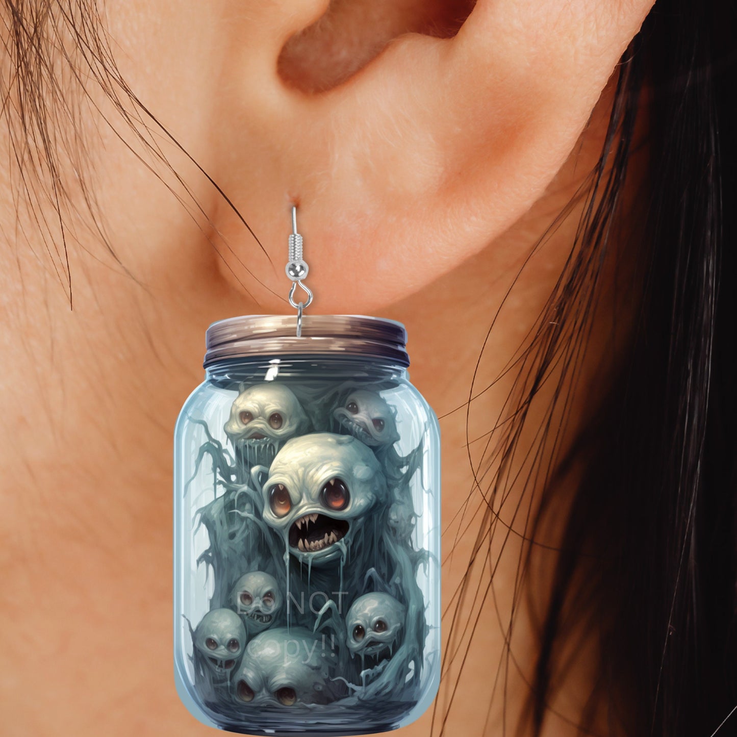 Halloween Mason Jar Sublimation Digital Design Bundle - Ghouls, Creatures - MDF, Acrylic - Earrings, Sign, Nightlight, Bag Charm