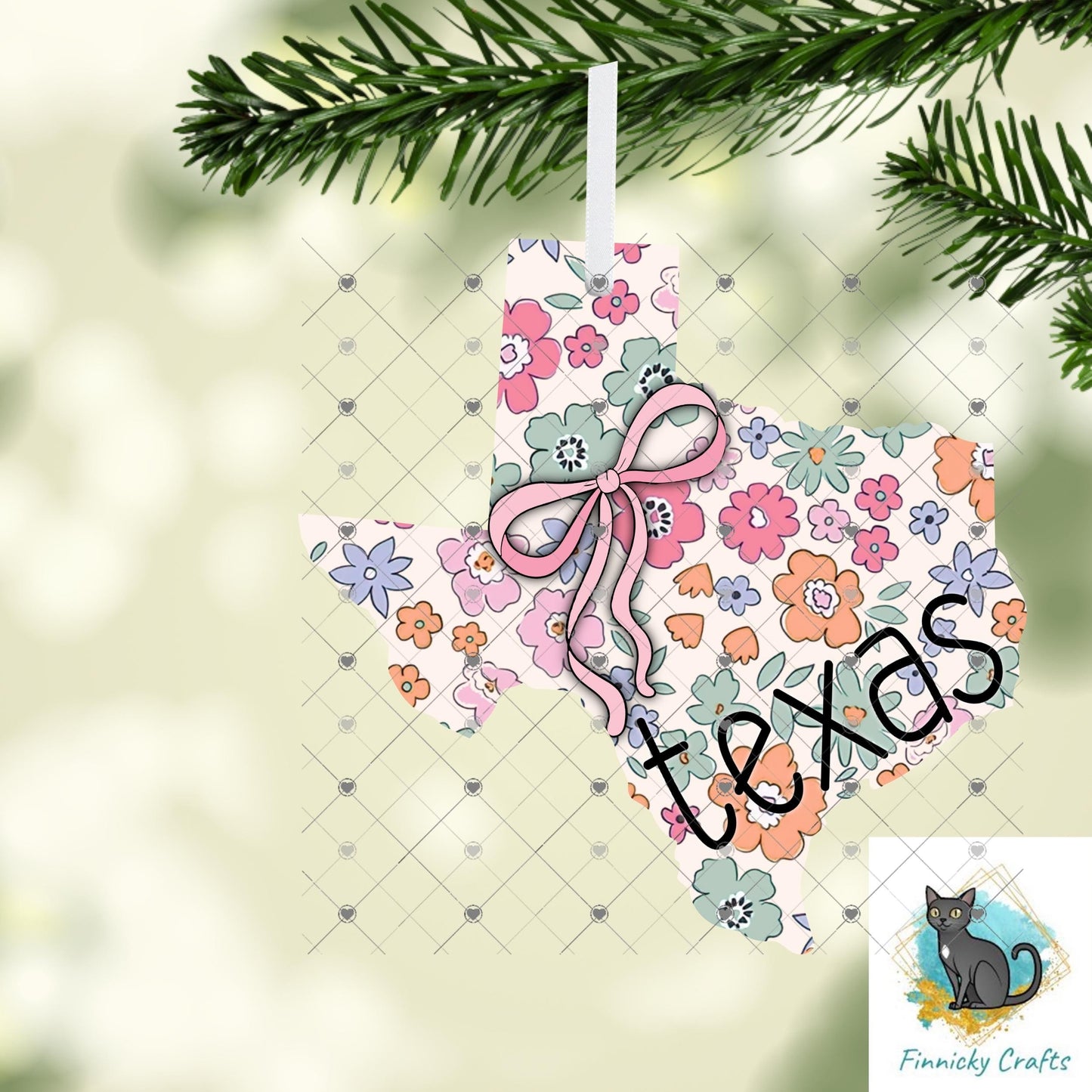 Floral Texas State Shape, 2 versions, Sublimation, PNG, Digital Download, Door Hanger, Ornament (Copy)