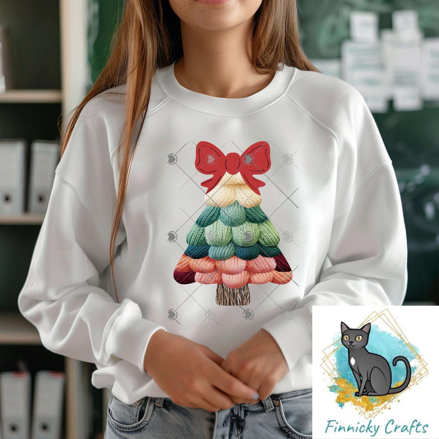 Knit Christmas Tree, Sublimation, Digital, PNG, Design, Download, Ornament, Night Light