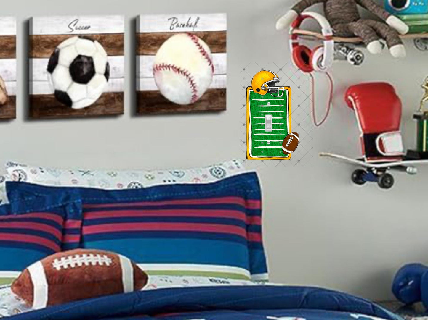 Football Light Switch Bundle, Sublimation, Decor, Sublimation, Digital, PNG, Design, Helmet, ball, field