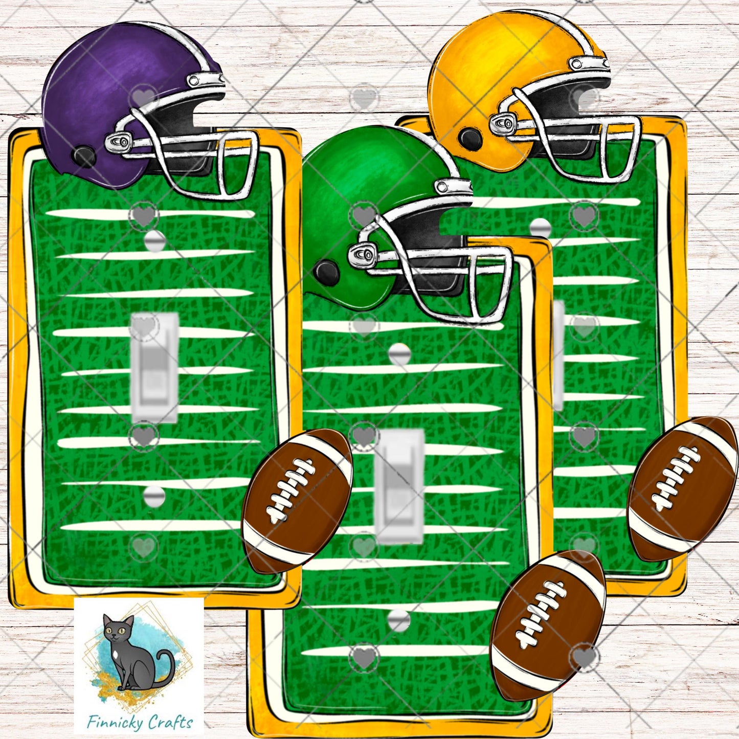 Football Light Switch Bundle, Sublimation, Decor, Sublimation, Digital, PNG, Design, Helmet, ball, field