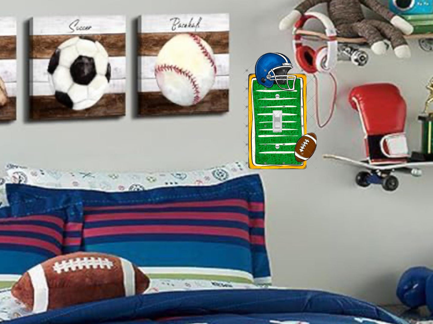 Football Light Switch Bundle, Sublimation, Decor, Sublimation, Digital, PNG, Design, Helmet, ball, field