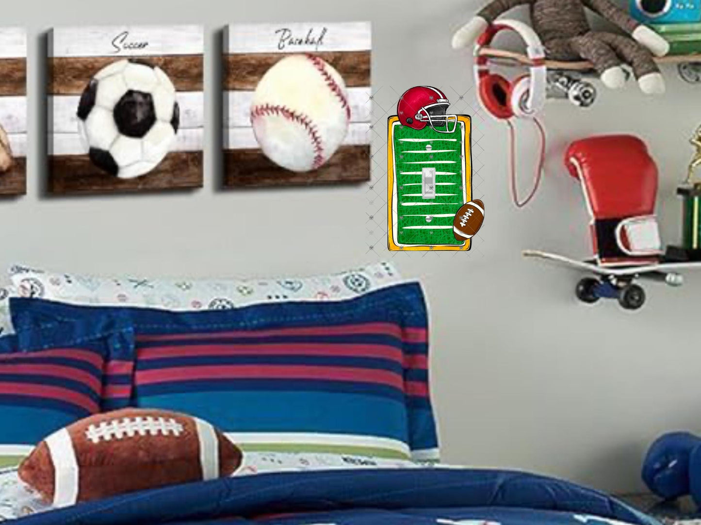 Football Light Switch Bundle, Sublimation, Decor, Sublimation, Digital, PNG, Design, Helmet, ball, field