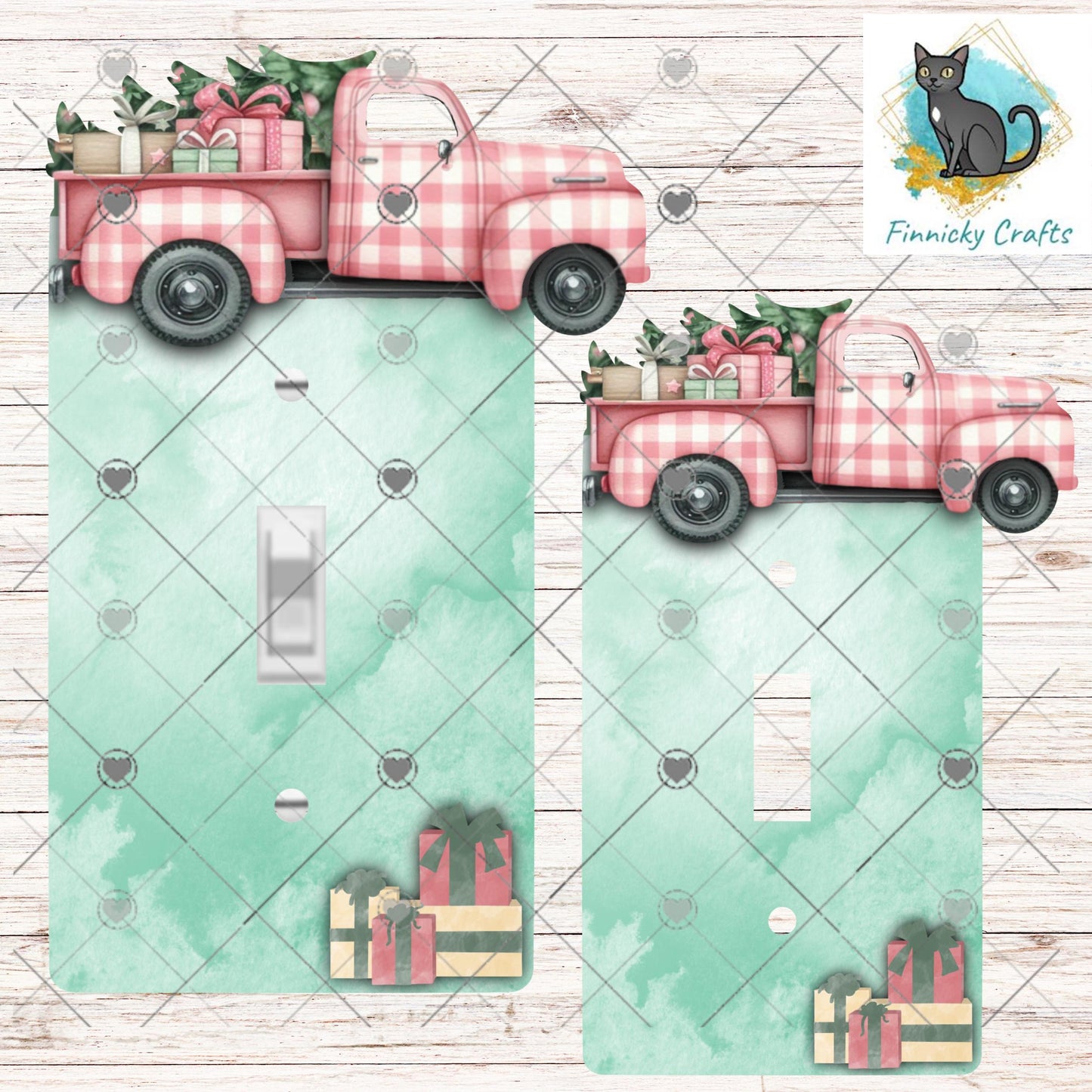 Christmas Truck with Christmas tree Light Switch, Sublimation, Decor, Sublimation, Digital, PNG, Design