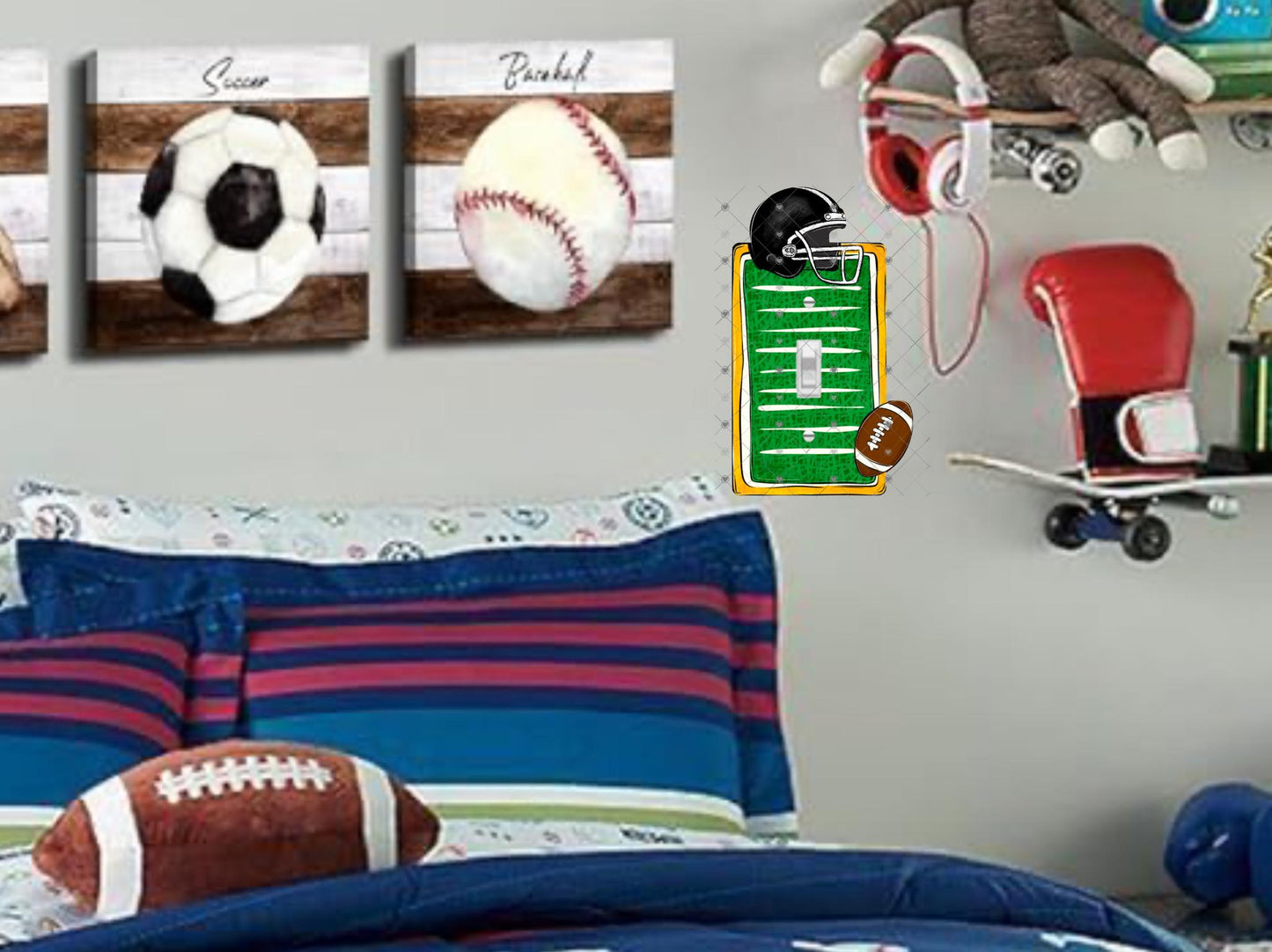 Football Light Switch Bundle, Sublimation, Decor, Sublimation, Digital, PNG, Design, Helmet, ball, field