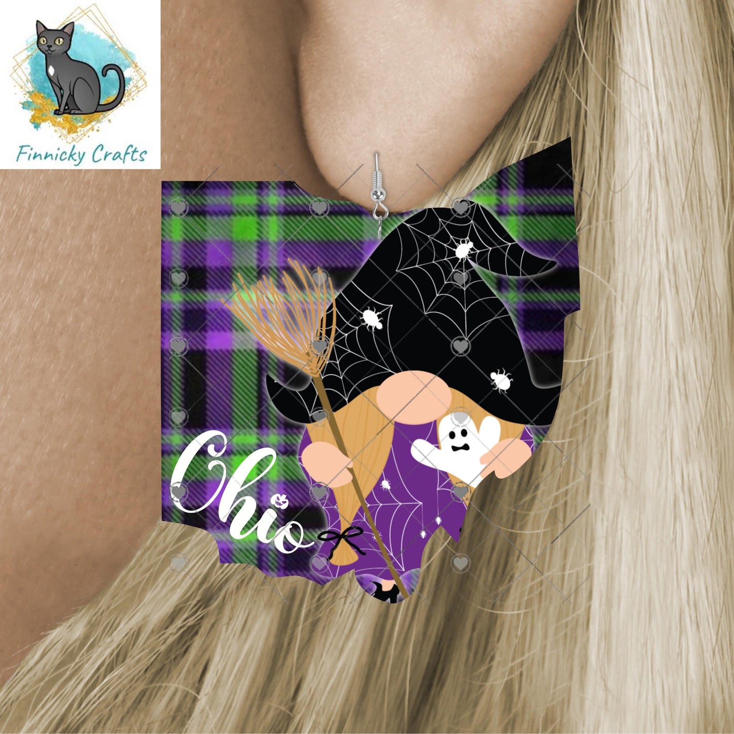 Ohio State Shape, Gnome, Halloween, Sublimation, PNG, Digital Download, Door Hanger, Ornament, Earrings, T-shirt