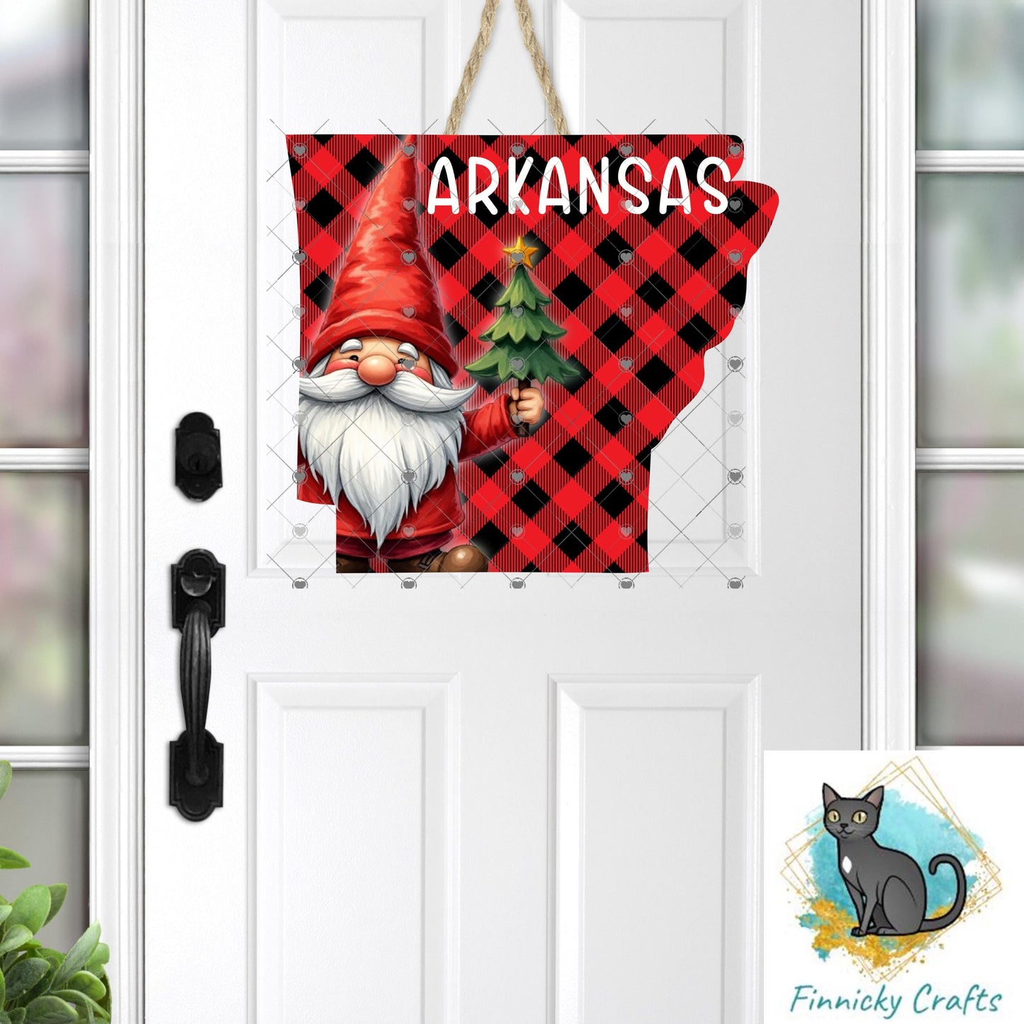 Arkansas State Shape, Gnome, Christmas, Sublimation, PNG, Digital Download, Door Hanger, Ornament, Earrings, T-shirt