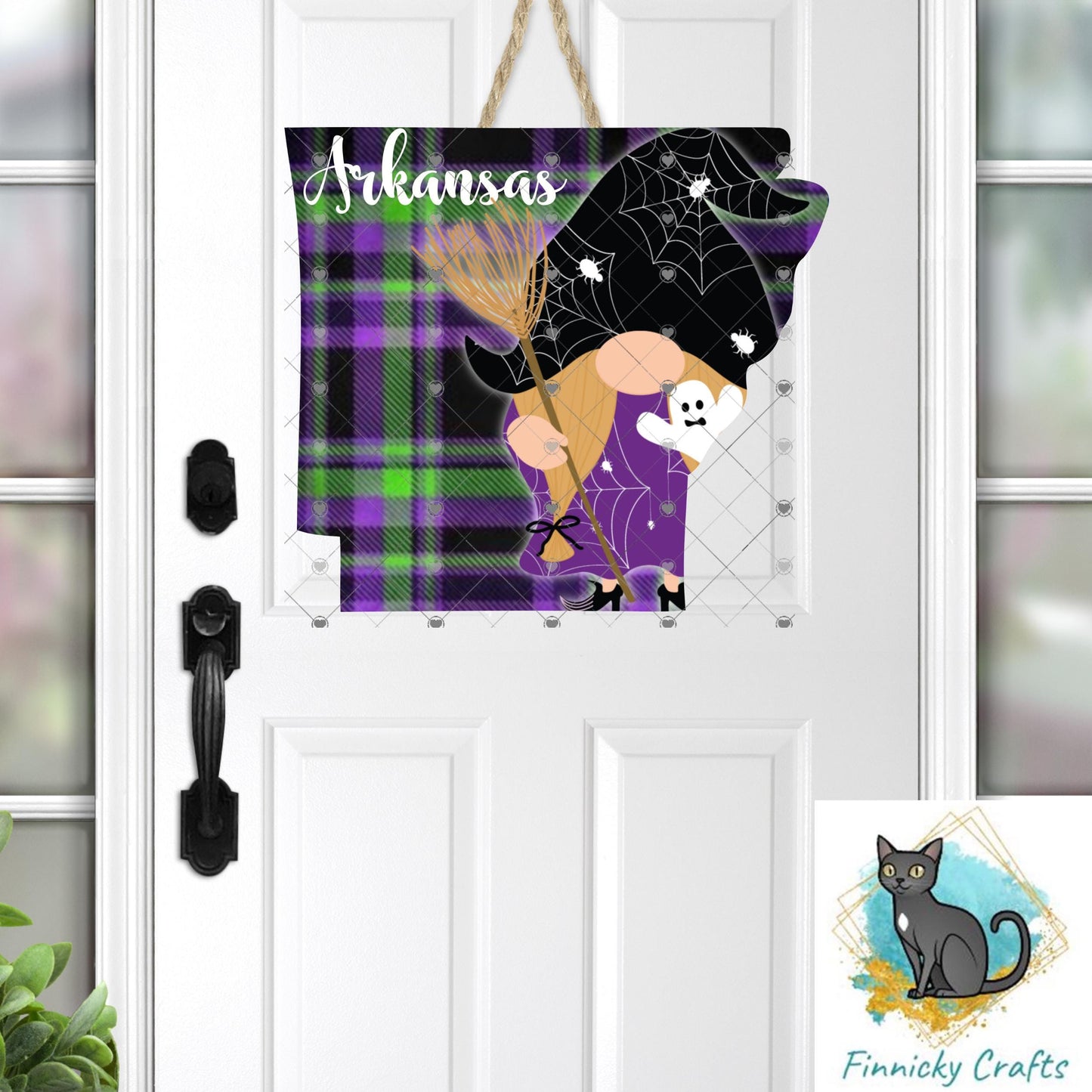 Arkansas State Shape, Gnome, Halloween, Sublimation, PNG, Digital Download, Door Hanger, Ornament, Earrings, T-shirt