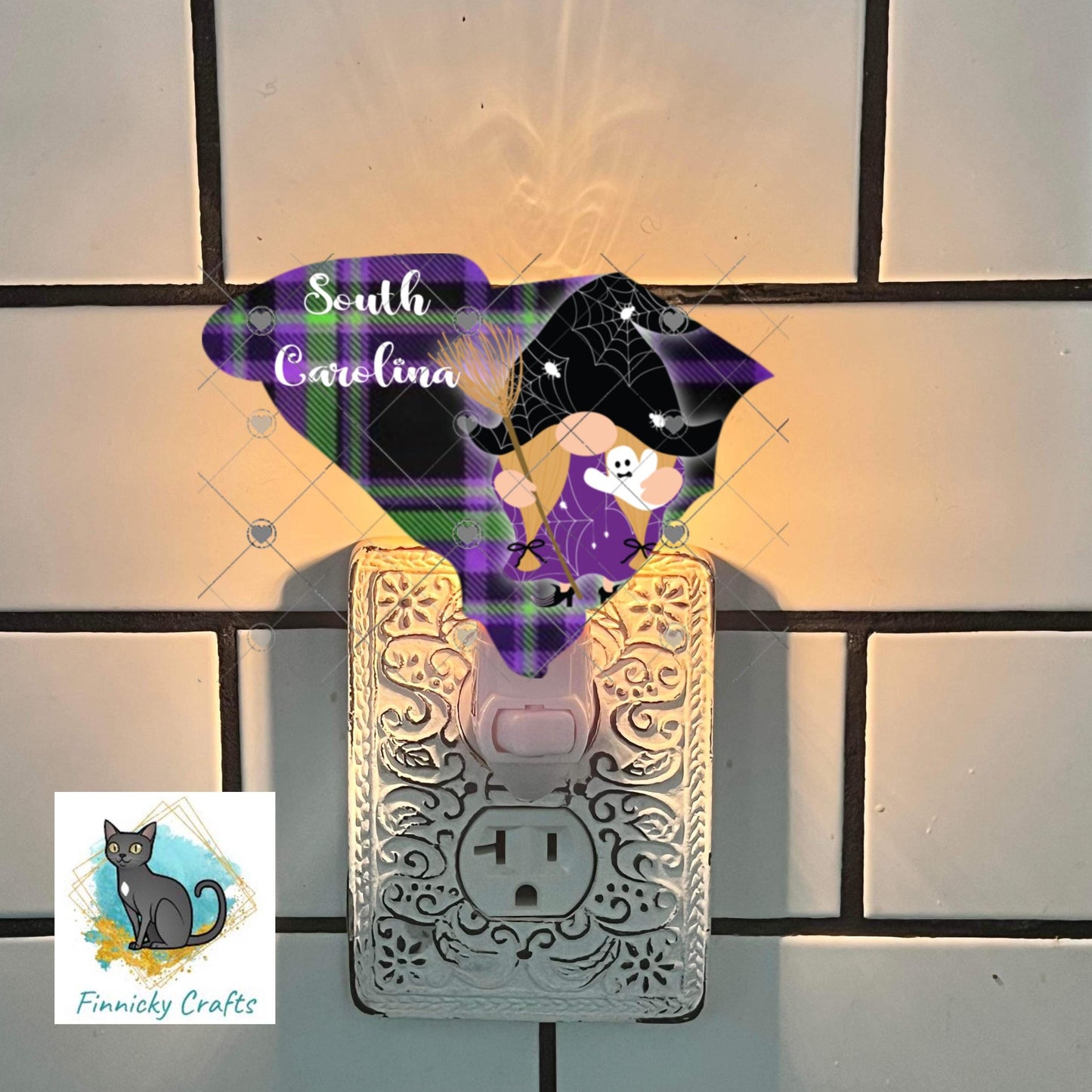 Customizable South Carolina State Shape, Halloween, Witch, Gnome, Sublimation, PNG, Digital Download, Door Hanger, Ornament