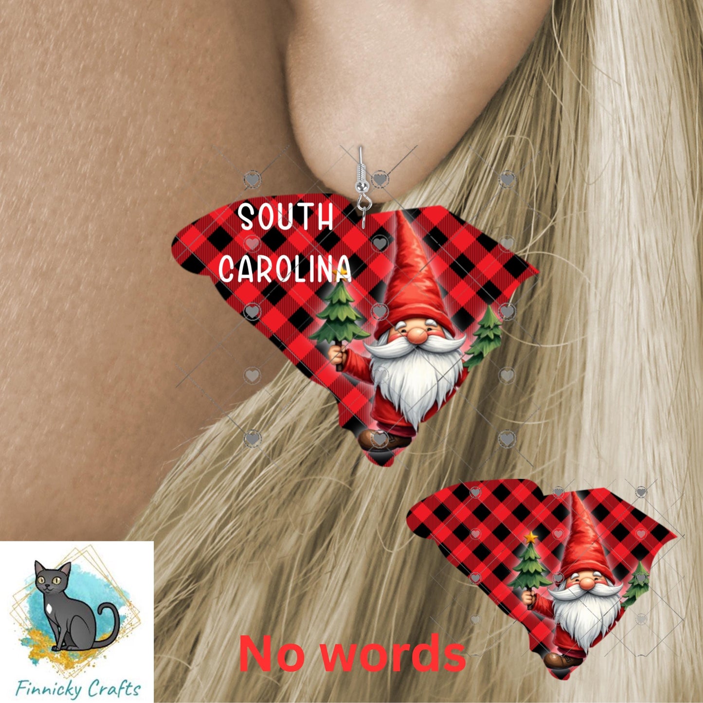 Customizable South Carolina State Shape, Christmas, Gnome, Sublimation, PNG, Digital Download, Door Hanger, Ornament, DTF