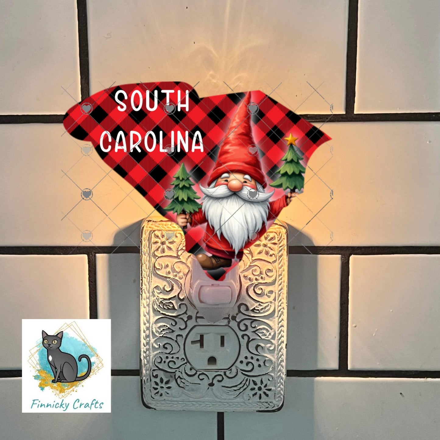 Customizable South Carolina State Shape, Christmas, Gnome, Sublimation, PNG, Digital Download, Door Hanger, Ornament, DTF