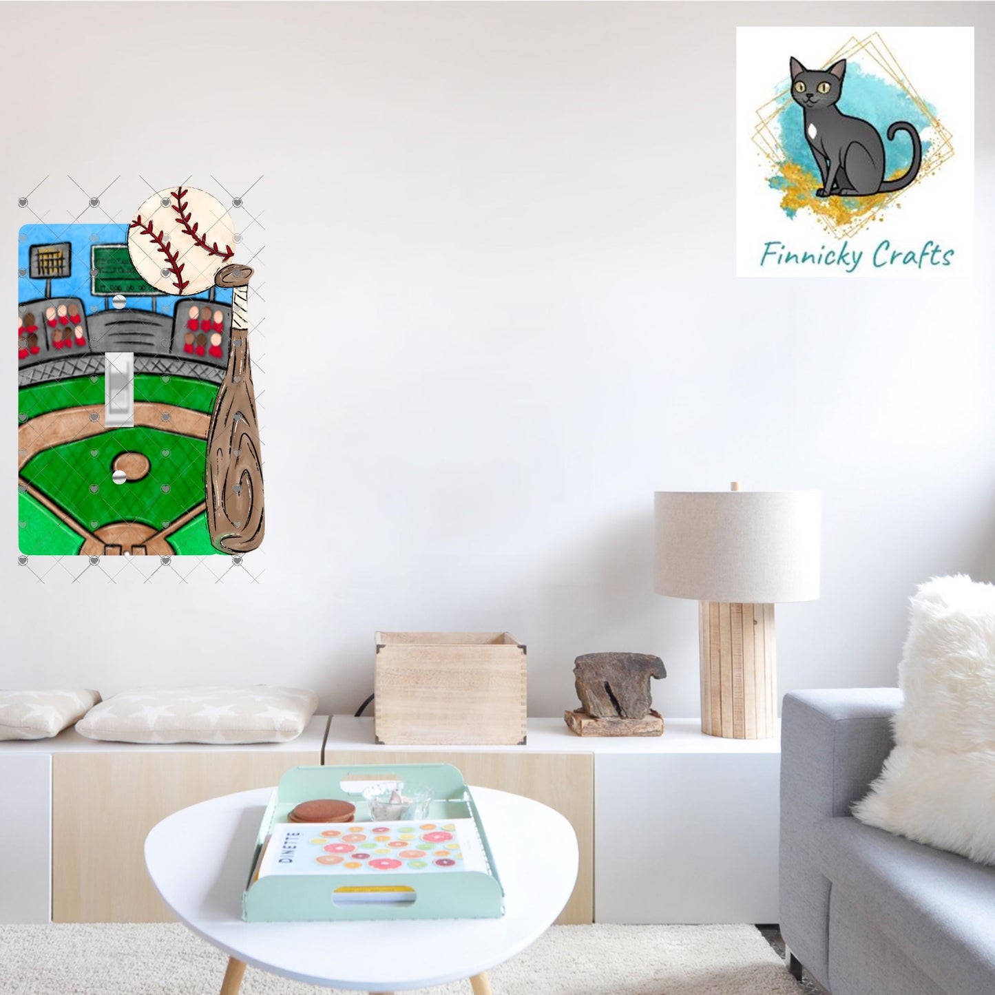 Baseball Light Switch, Bat, Ball,Summer, Cute, PNG, Design, Digital, Download, Sublimation, Decor