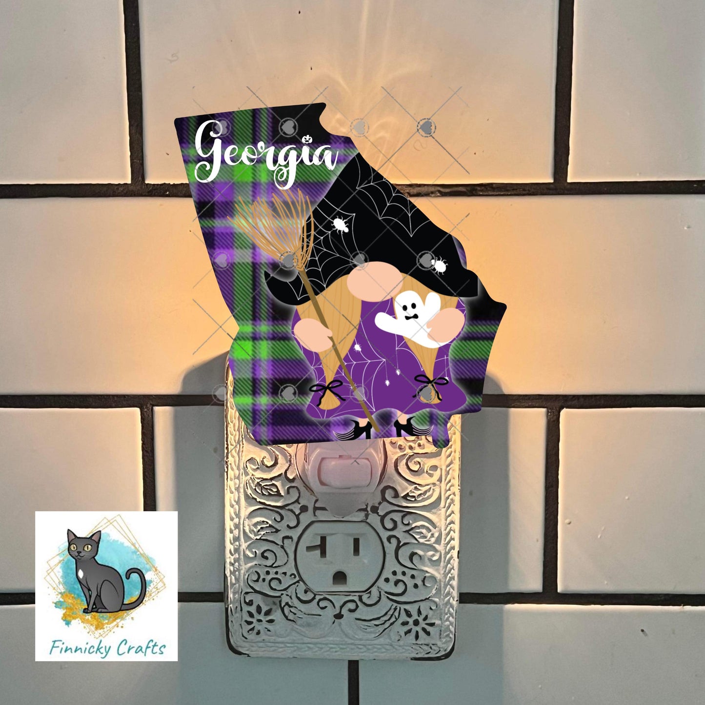 Customizable Georgia State Shape, Halloween, Witch, Gnome, Sublimation, PNG, Digital Download, Door Hanger, Ornament, DTF