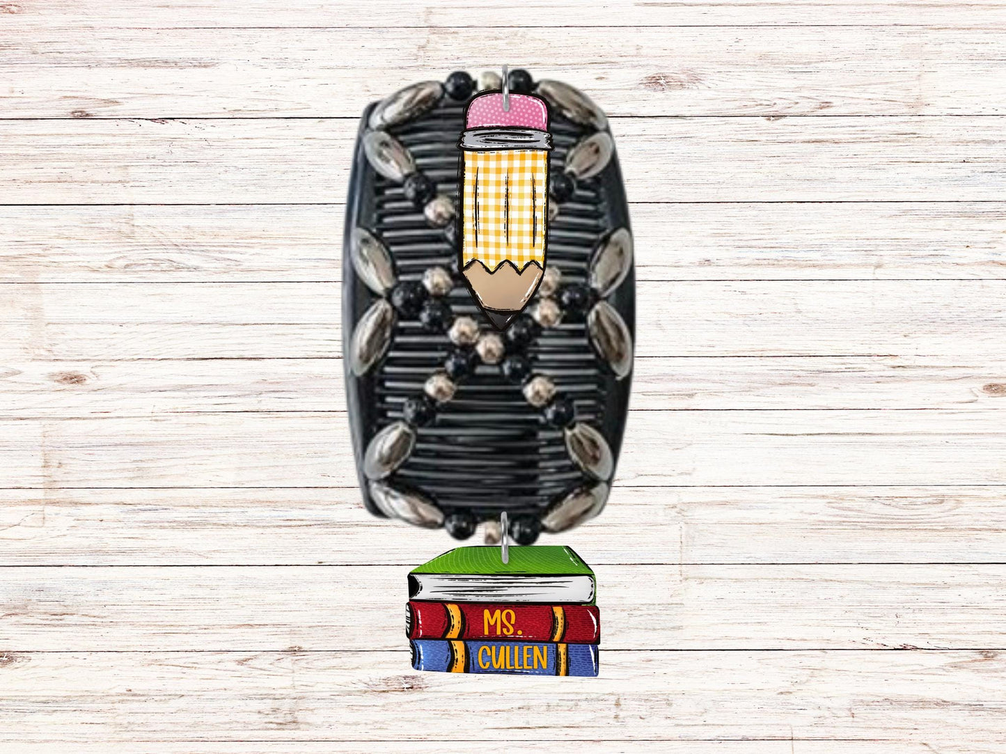 Pencil, Stack of books, stretchy hair clip, sublimation, Digital Design png, Teachers, School