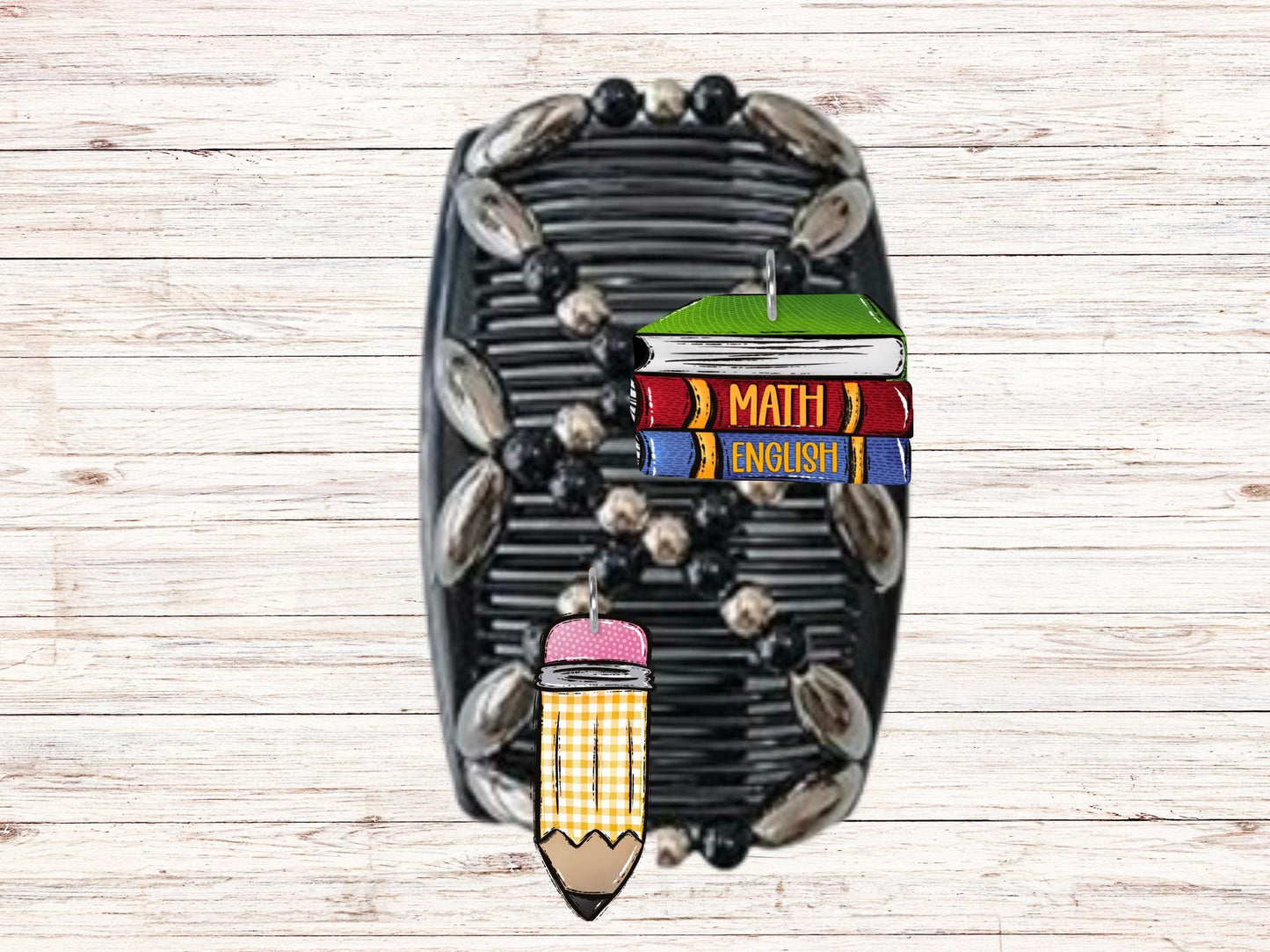 Pencil, Stack of books, stretchy hair clip, sublimation, Digital Design png, Teachers, School