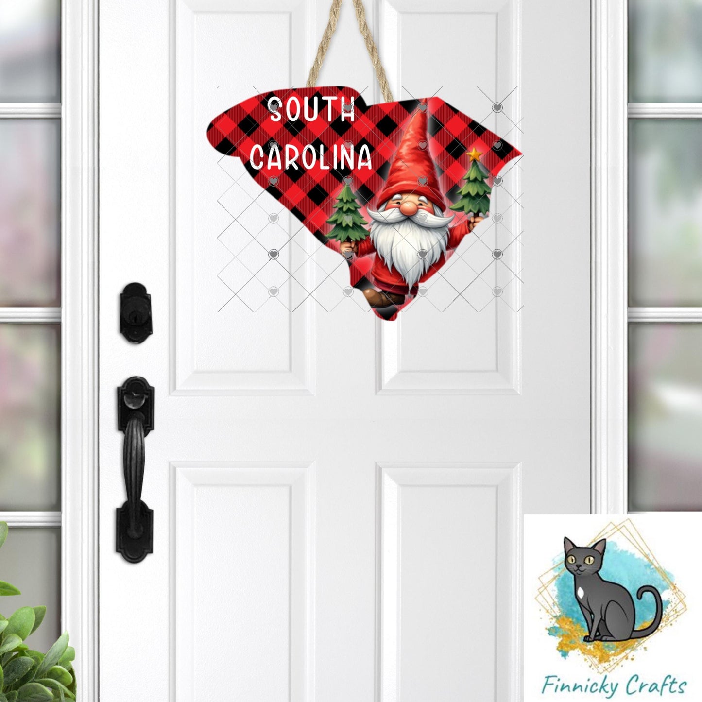 Customizable South Carolina State Shape, Christmas, Gnome, Sublimation, PNG, Digital Download, Door Hanger, Ornament, DTF