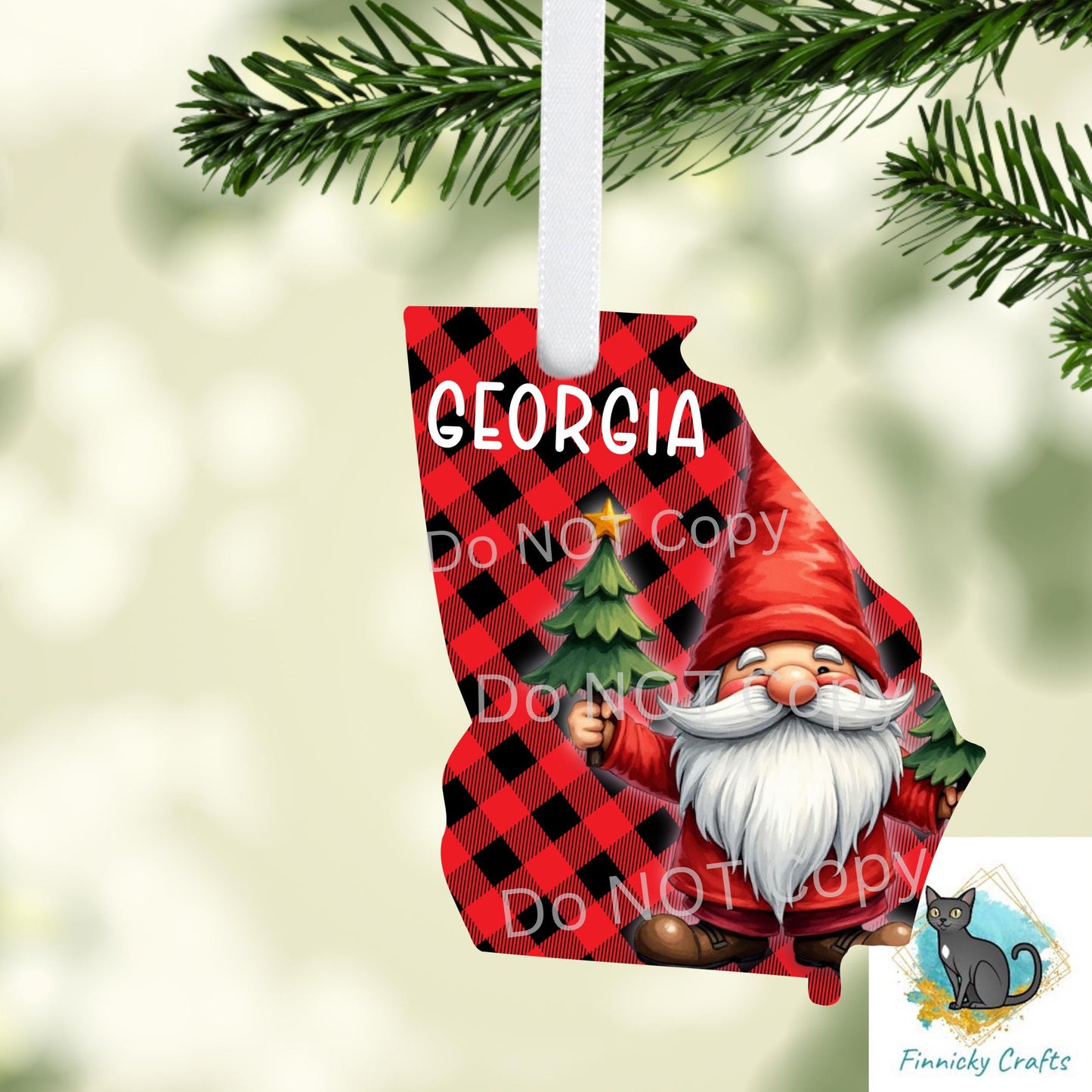 Customizable Georgia State Shape, Christmas, Gnome, Sublimation, PNG, Digital Download, Door Hanger, Ornament, DTF