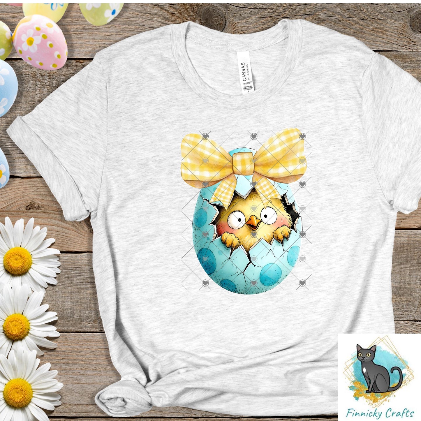 Easter Eggs with Bows – Sublimation Design (PNG), Digital Design, DTF, chick, dog, hedgehog