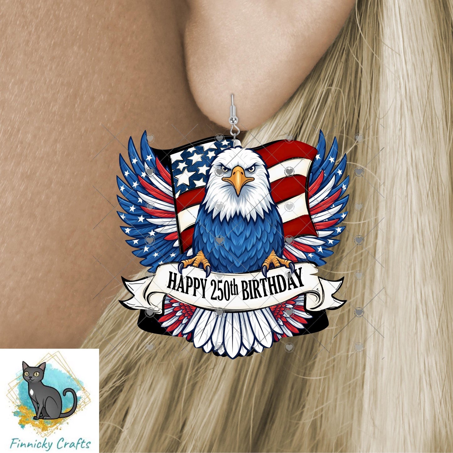 4th of July Eagle 250th Birthday Patriotic Sign PNG, Sublimation Design (Digital)