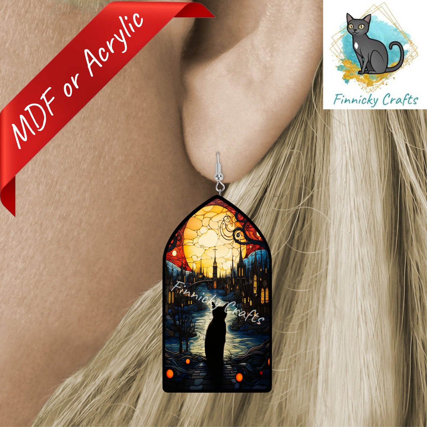 Halloween Stained Glass, Church Window, Sign, Sublimation, Digital, PNG, Design, MDF, Acrylic, Nightlight, Earrings, Suncatchers