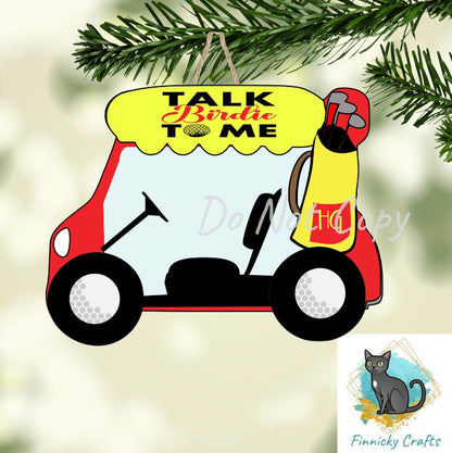 Golf Cart, Talk Birdie to Me, Sublimation, PNG, Digital Download, Earrings, Door Hanger, Decoration, Ornament