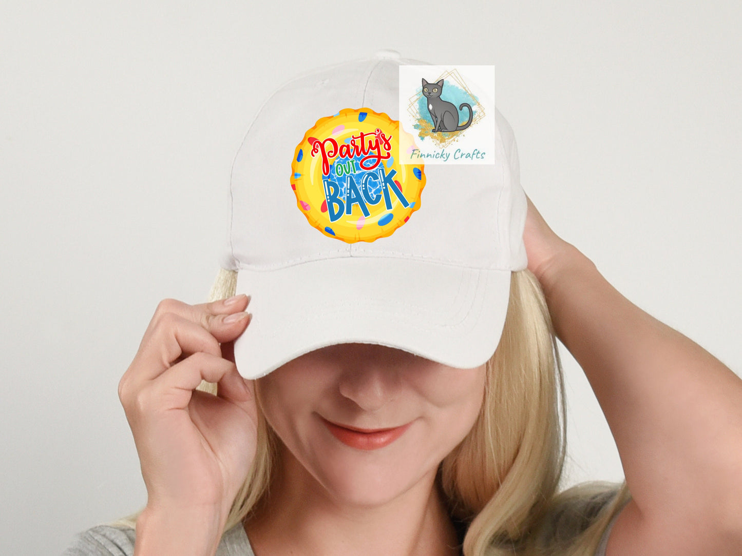 Party's Out Back Round Sign - T-shirt - Cap - Pillow - Apron - Coaster - Cup - Bag Design - Digital Download