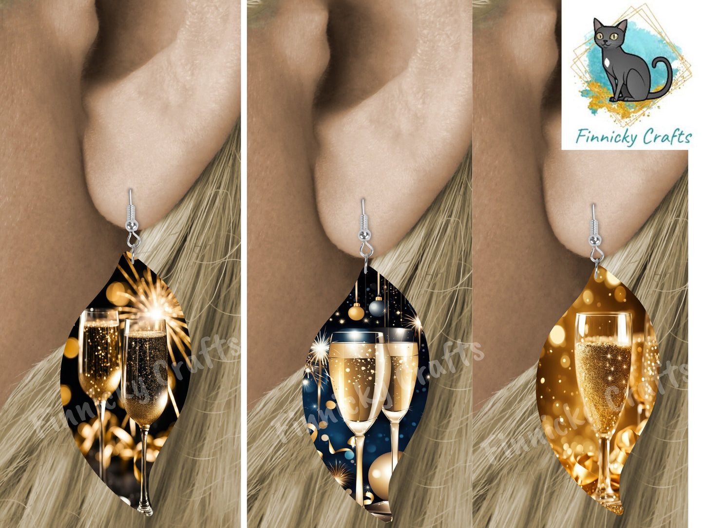 Swirl Bundle  New Year's Design, Champagne, Earring, Keychain, Wall Hanger, Door Hanger, Sublimation, Digital, PNG, Design, Download Only