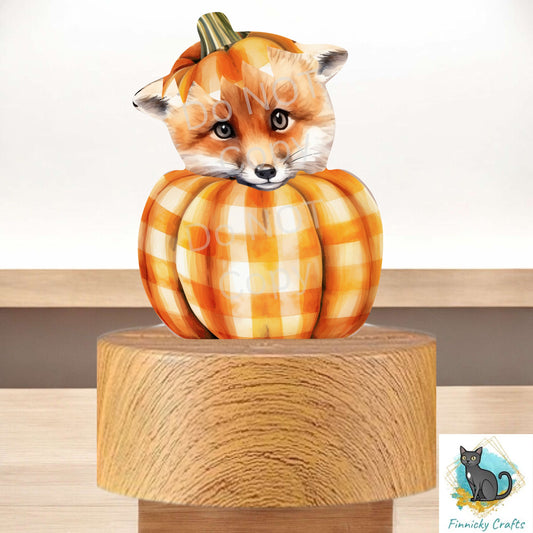 Fox in Pumpkin png - Sublimation Designs - Acrylic Light Base - Halloween Decor - Plaid Pumpkin, Night Light