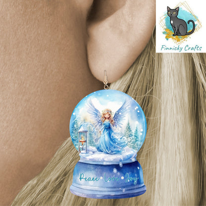 Blue Angel Snow Globe Ornament Add Personalization - earrings, night light, sign -  Christmas Ornament Digital File, Night Light