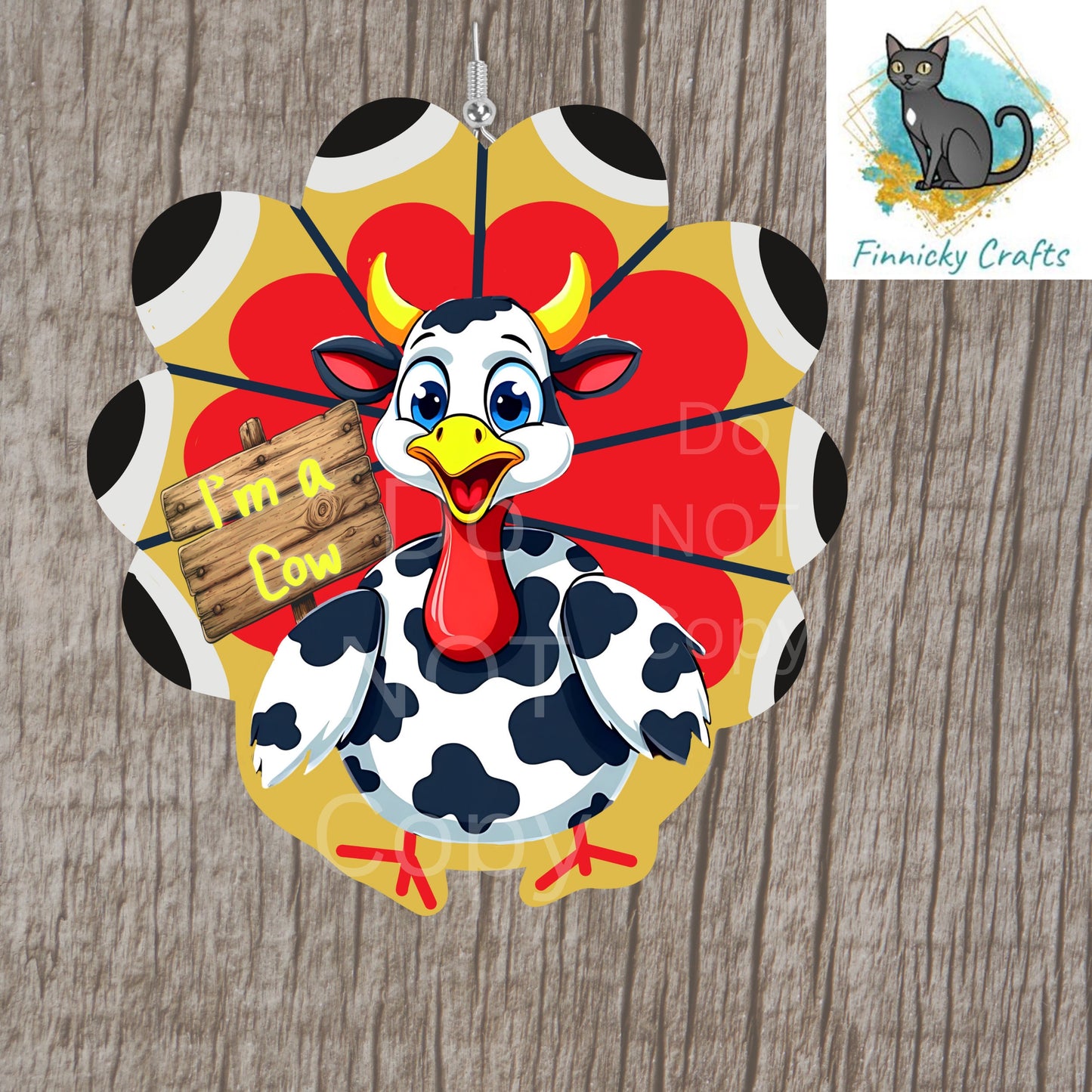 Turkey, Cow, Design, Digital, Download, Sublimation, Door Hanger, Tiered Tray, Decoration, Earrings, Disguise, Ornament