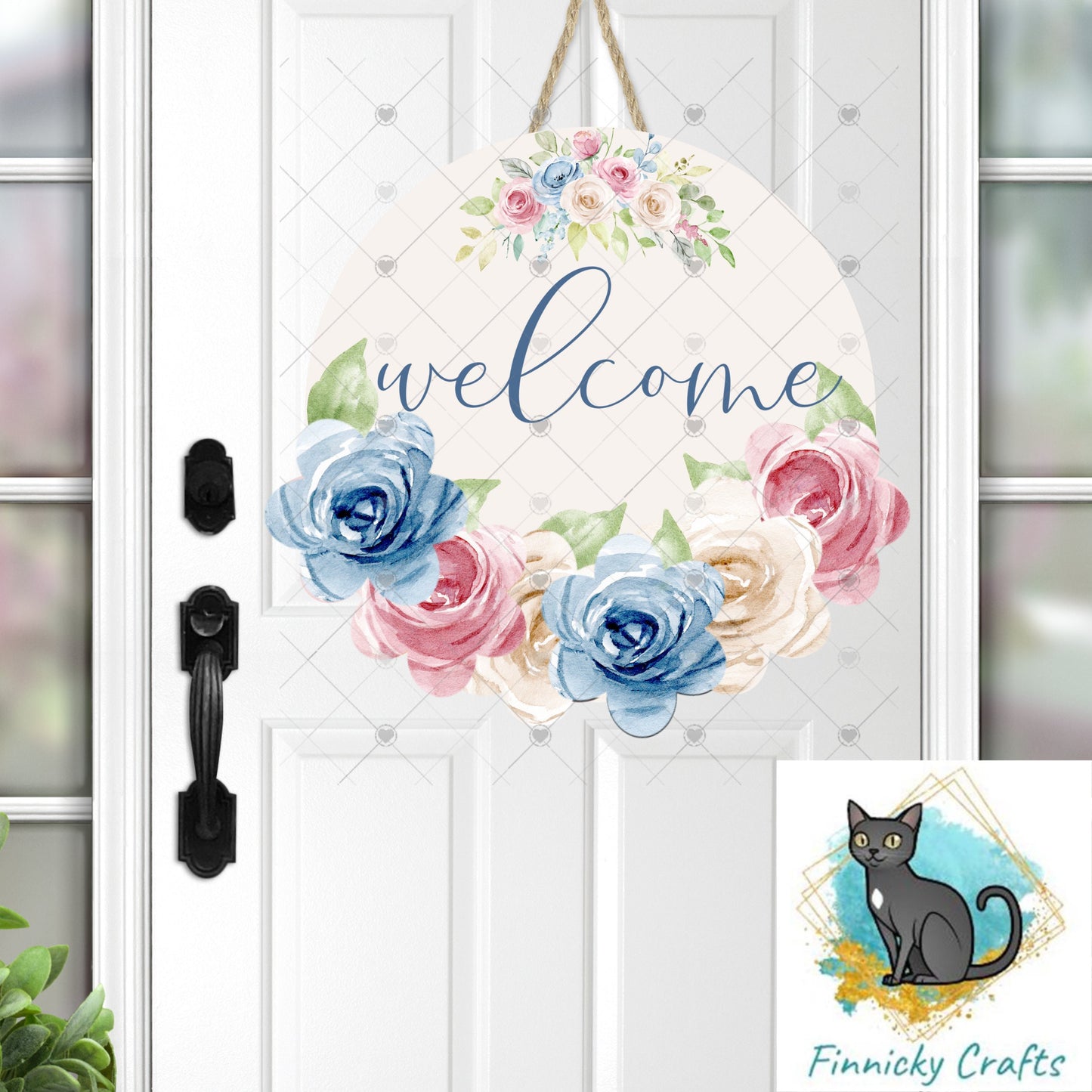 Welcome, Mom, Customizable Floral Round Door Hanger PNG File For Sublimation of Door Hangers, Earrings, Digital Design Download