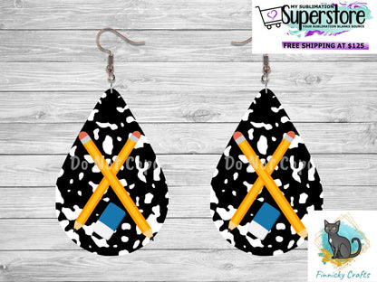 School, Teacher, Gift, composition notebook, Large hair clip, small hair clip, earrings, sublimation, png