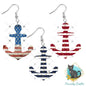 Patriotic Anchor Earrings, Badge Reels, Decor, Signs, Sublimation, Digital, PNG Design, Earrings.
