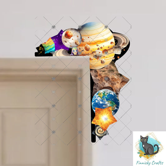 Space and Planets Corner Door Sitter -  Door Topper - Decoration - PNG Digital Download for Sublimation