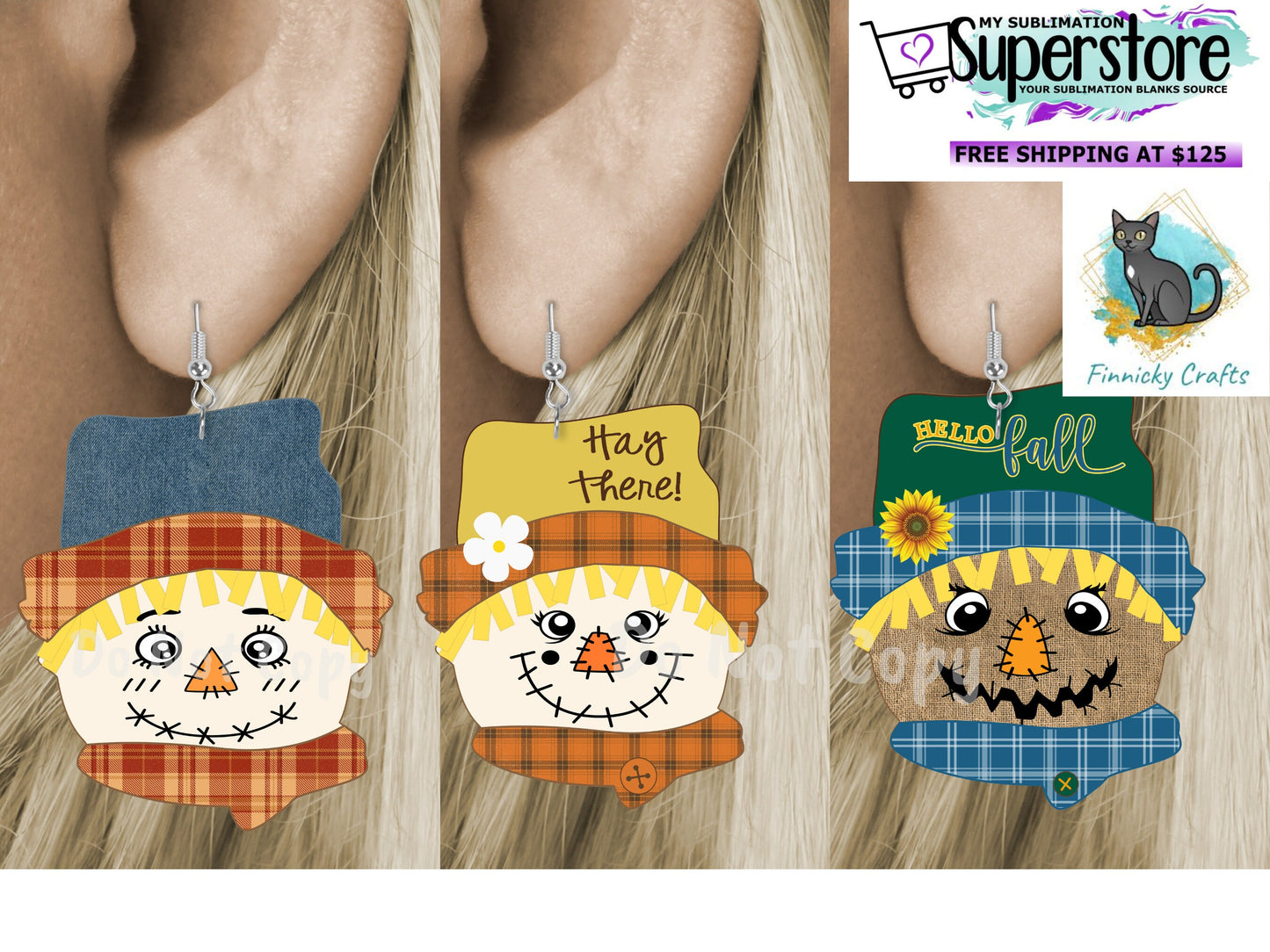 Scarecrow Head Design, Bundle, Fall, Plaid, Autumn, Cute, Sublimation, PNG, Digital Download, Earrings, Door Hanger, Decoration