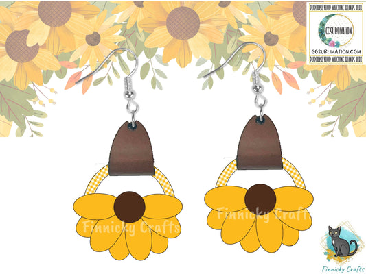 Sunflower Open Flower Shape  png - Sublimation Designs - Earrings Png - Leather holder