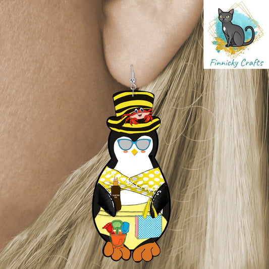 Beach Penguin Ornament,  Nightlight, Decoration, summer, Christmas, gift, Sublimation, Digital, PNG, Design, Download, MDF, Acrylic