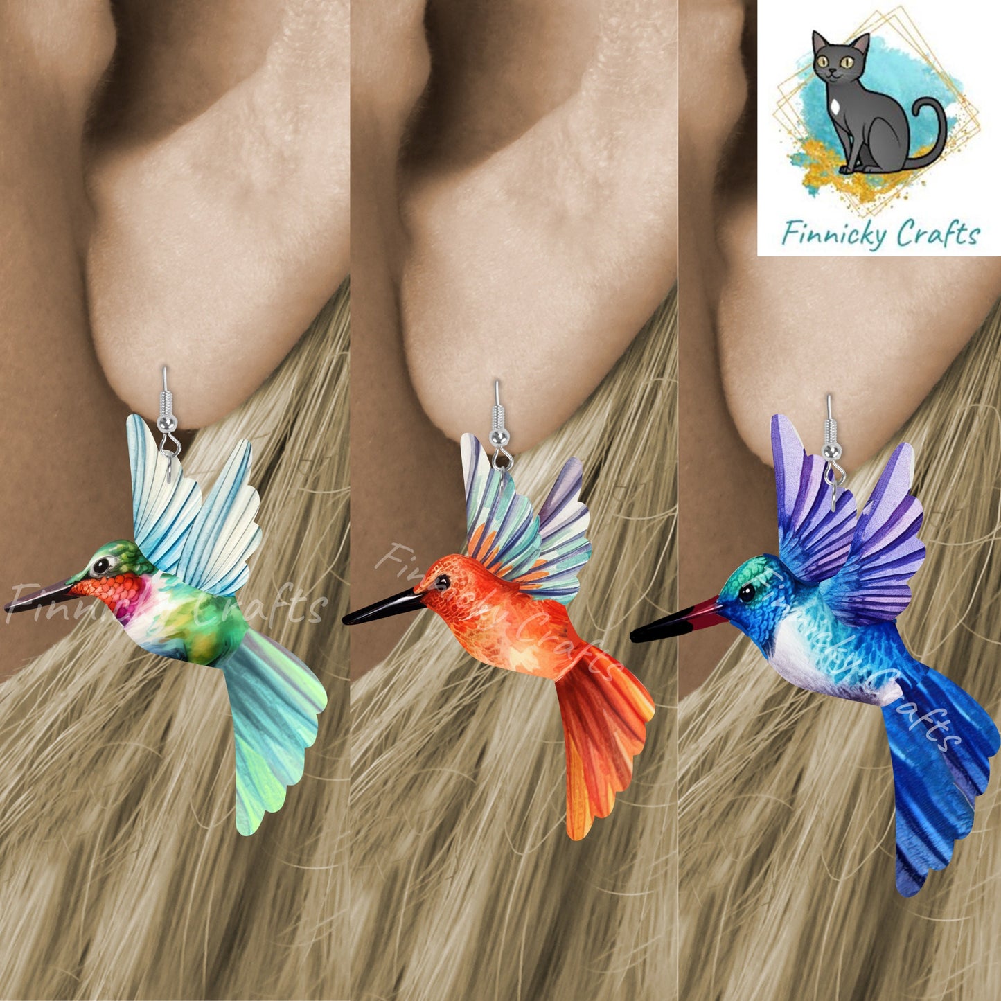 Hummingbirds Earrings Bundle Sublimation, Digital, PNG, Design, Download, Ornaments, Nightlight, Gift, MDF and Acrylic