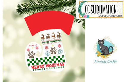Happy Pawlidays Merry Woofmas Dog Swirl Stocking Christmas Ornament png