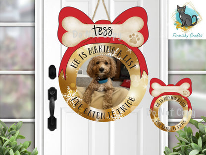 Customizable Ball with bow; Santa's naughty list, dog ate list Christmas, sign, Ornament png